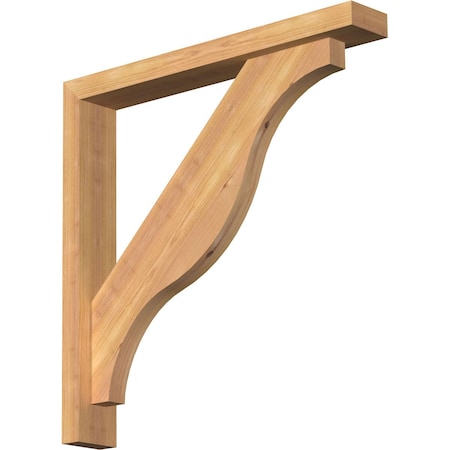 Ekena Millwork Funston Block Smooth Bracket w/ Offset Brace, Western Red Cedar, 3 1/2"W x 24"D x 24"H BKT0402X24X24FST05SWR